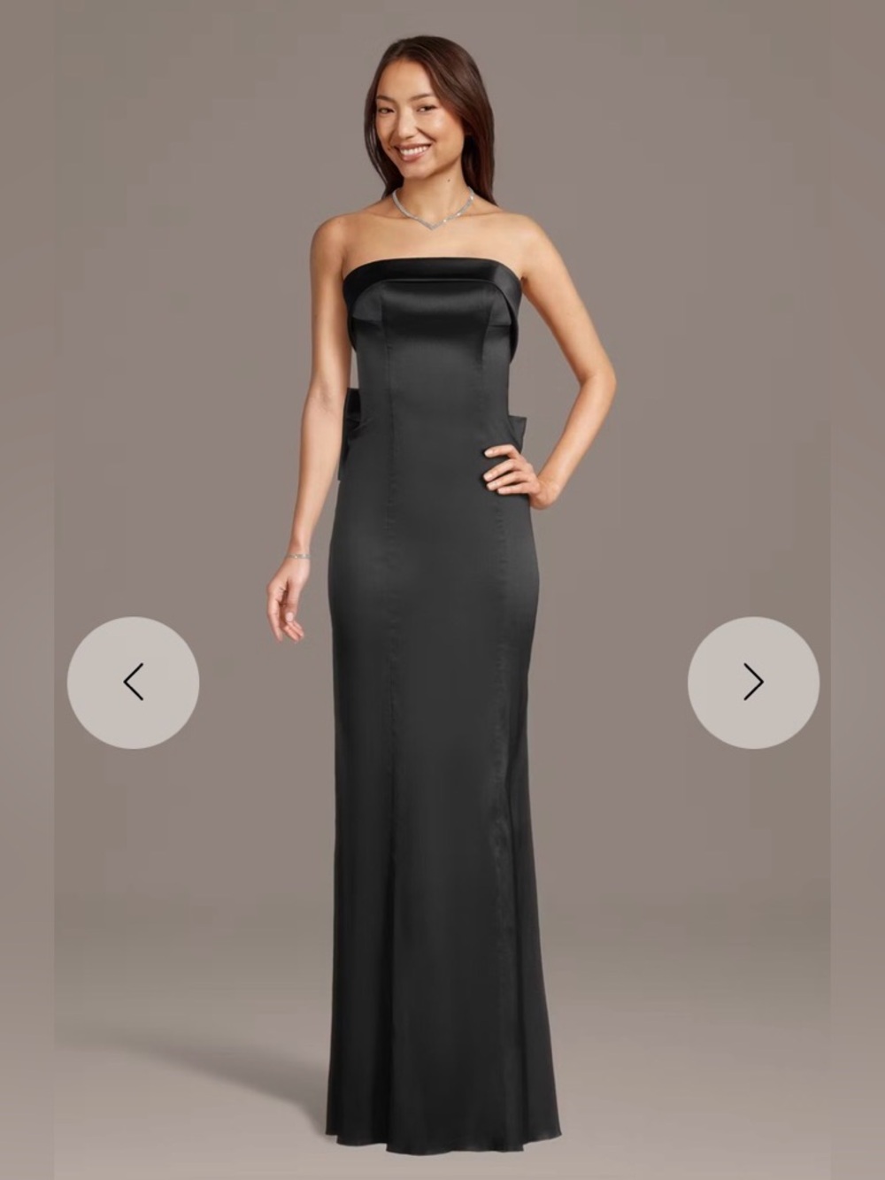 Strapless Mikado Sheath Dress with Black Bow Size 14